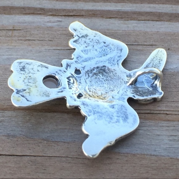 Raven Crow Pendant .925 Sterling Silver w/ genuine Moonstone gem Made in USA - Picture 6 of 8